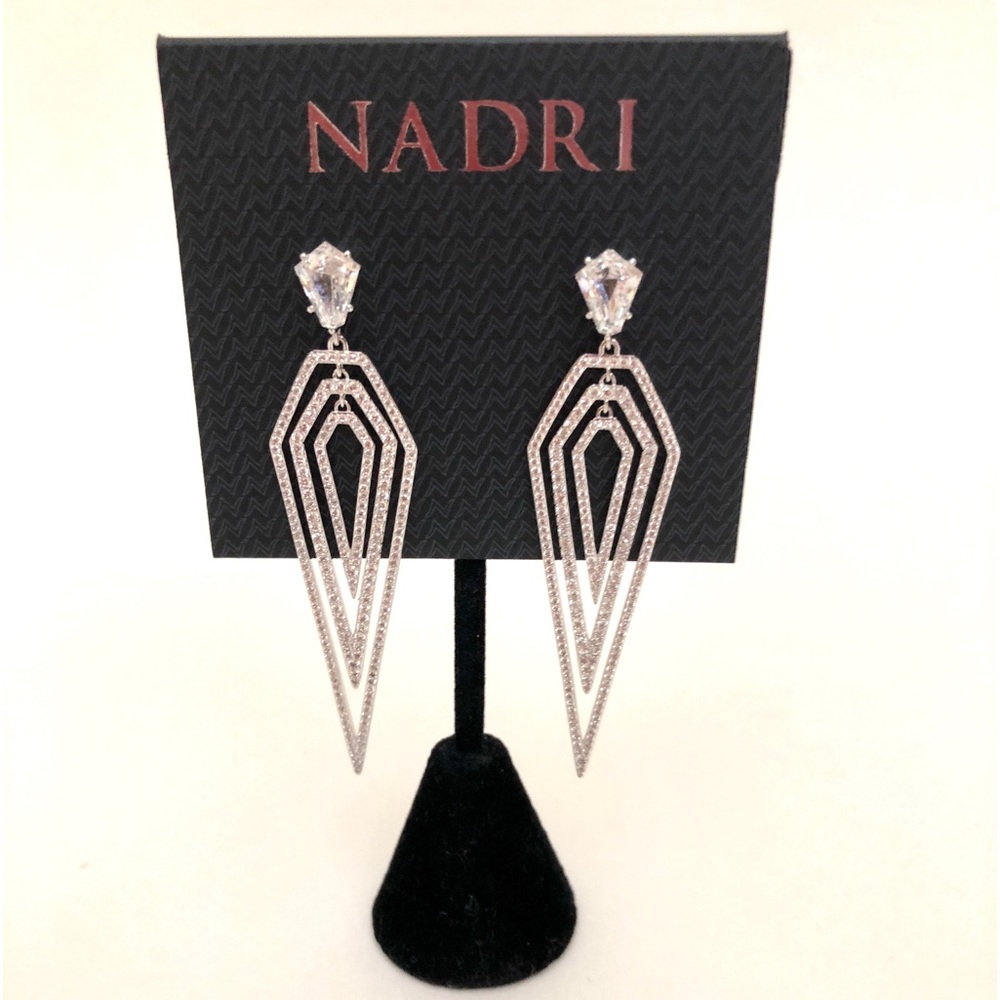 NWT Nadri Drop Crystal Pavé Statement Earrings Pierced Ears
